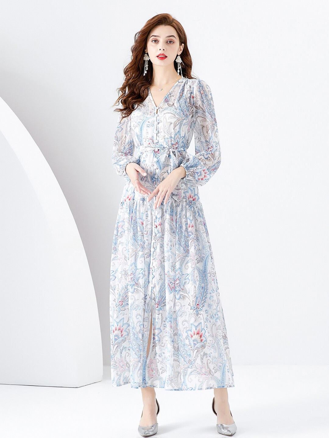 

JC Collection Floral Printed Fit & Flare Midi Dress, White