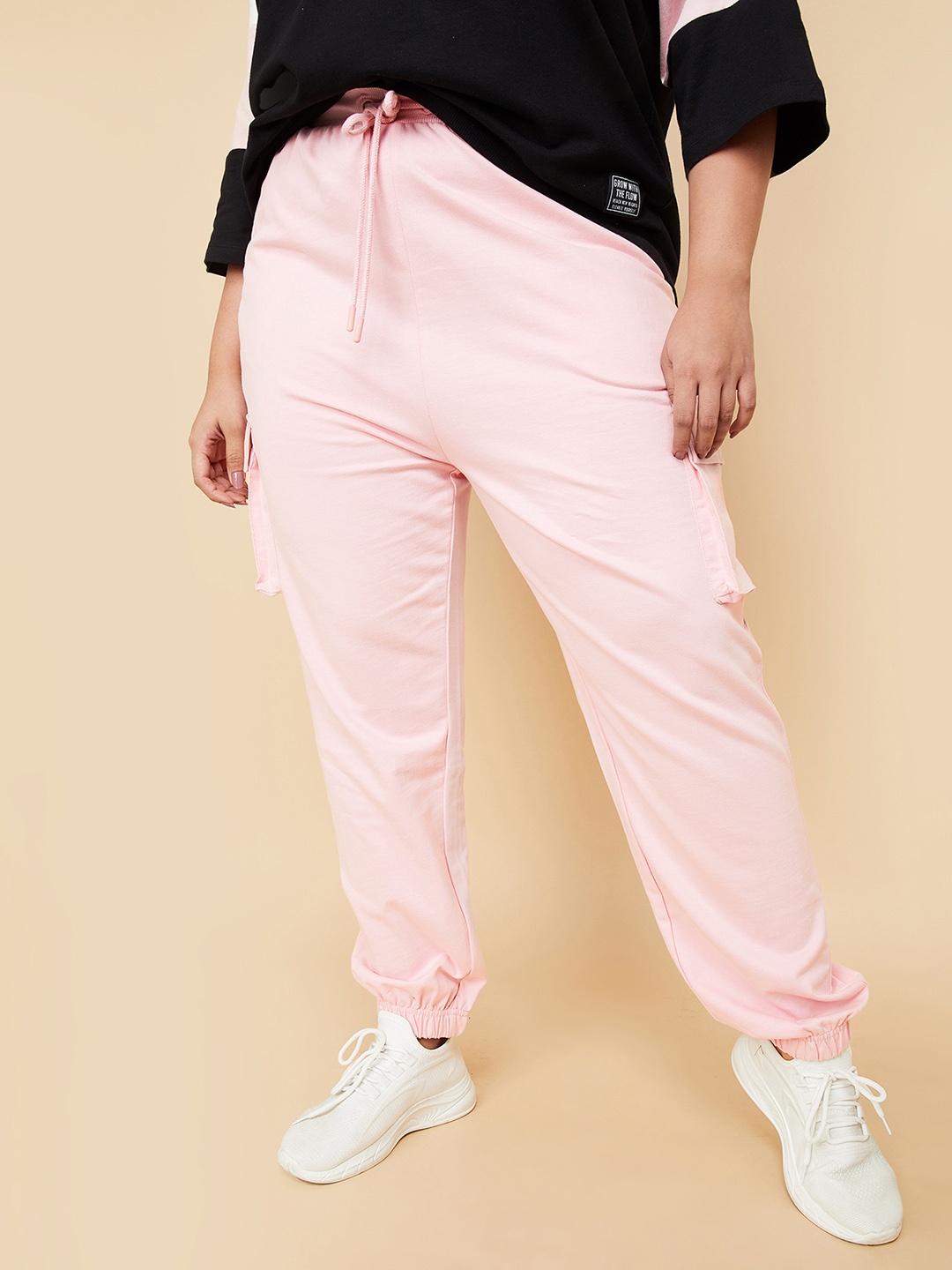 

max Women Cotton Mid-Rise Joggers, Pink