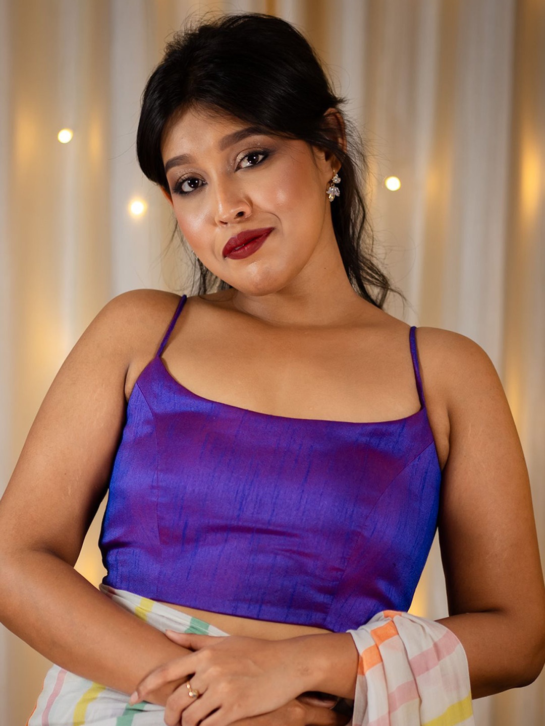 

I LOVE SAREES Padded Sleeveless Saree Blouse, Purple