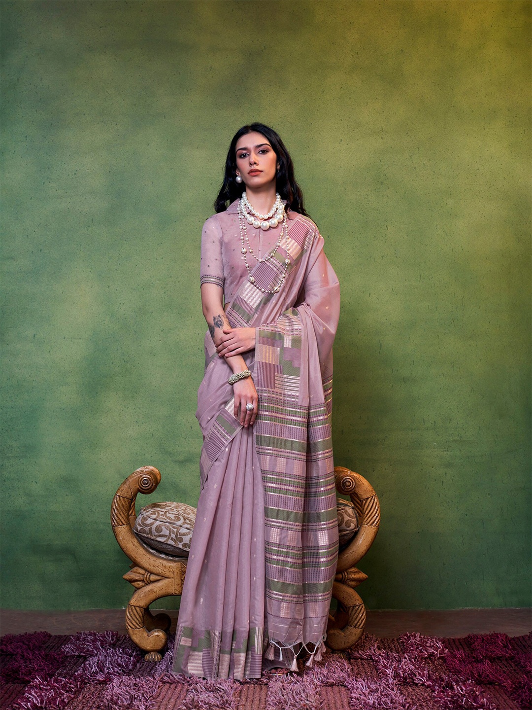 

elora Woven Design Saree, Lavender