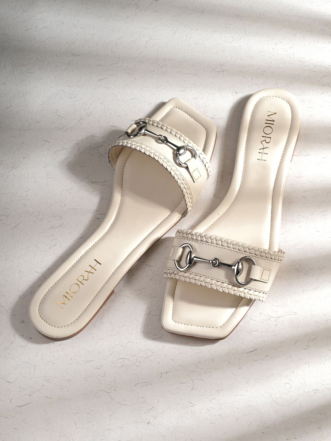 

MIORAH Leather Open Toe Flats, Off white