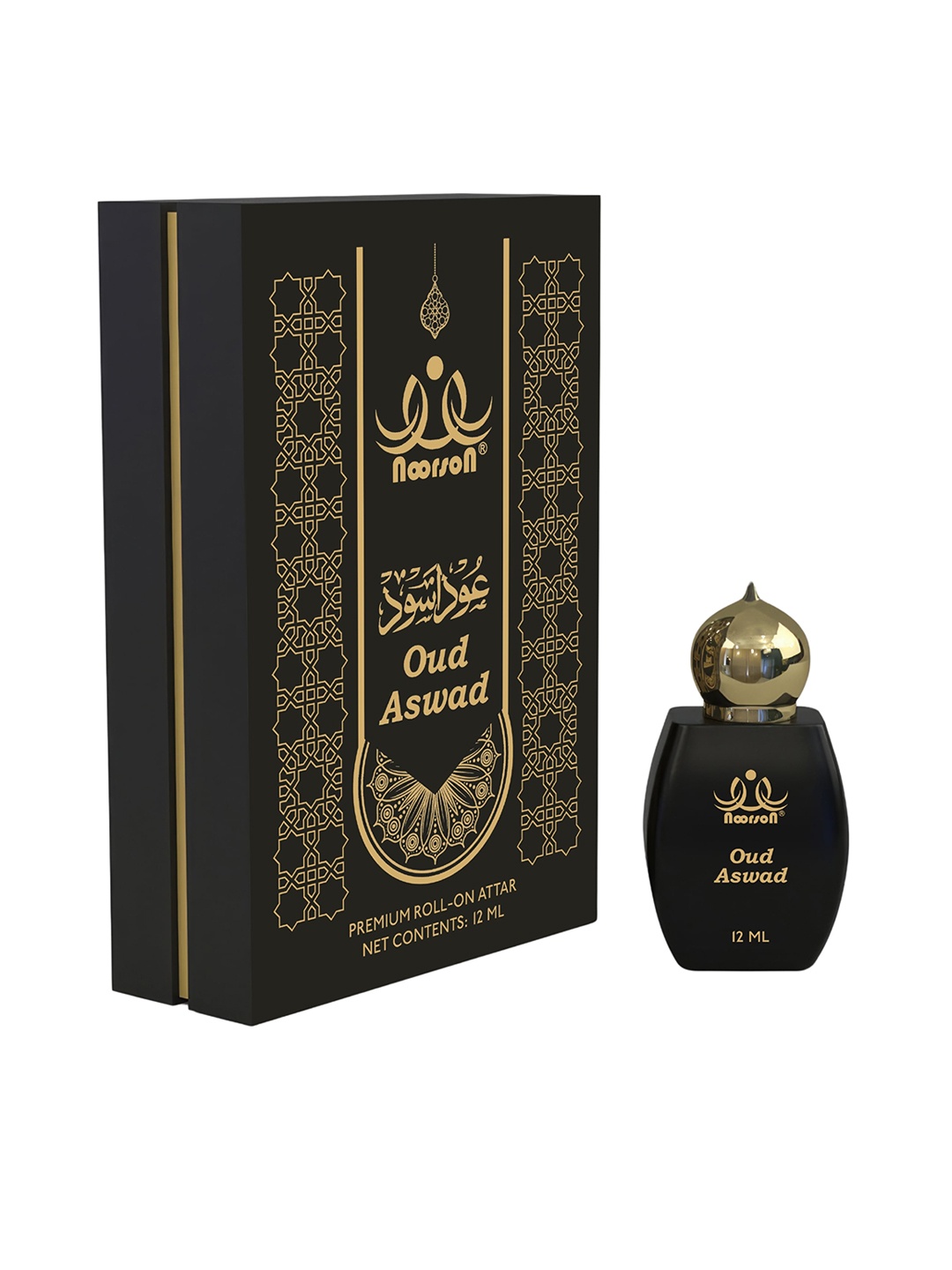 

Noorson Oud Aswad Premium Long Lasting Perfume Roll-On Attar - 12ml, Black