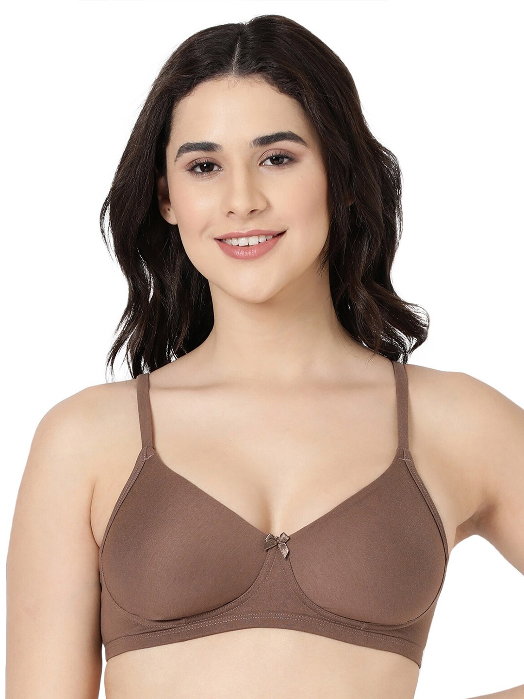 

BLOSSOM Women Seamless T-Shirt Bra With Fabric Covered Strap, Camel brown