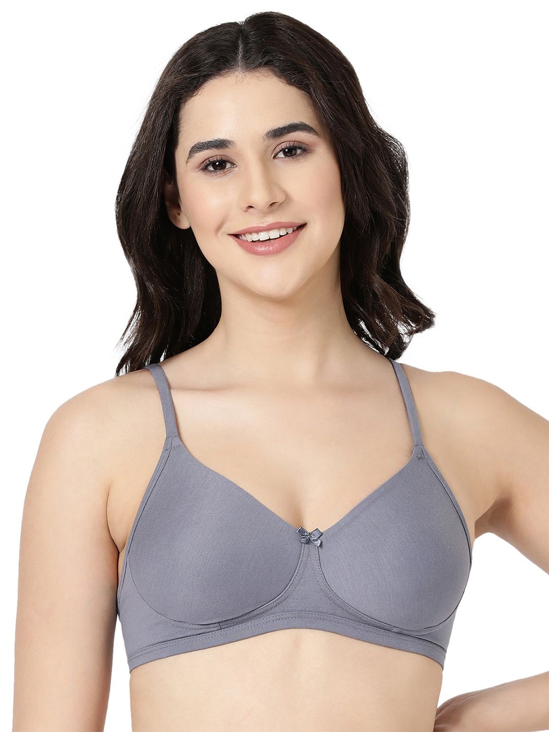 

BLOSSOM Women Seamless T-Shirt Bra With Fabric Covered Strap, Grey