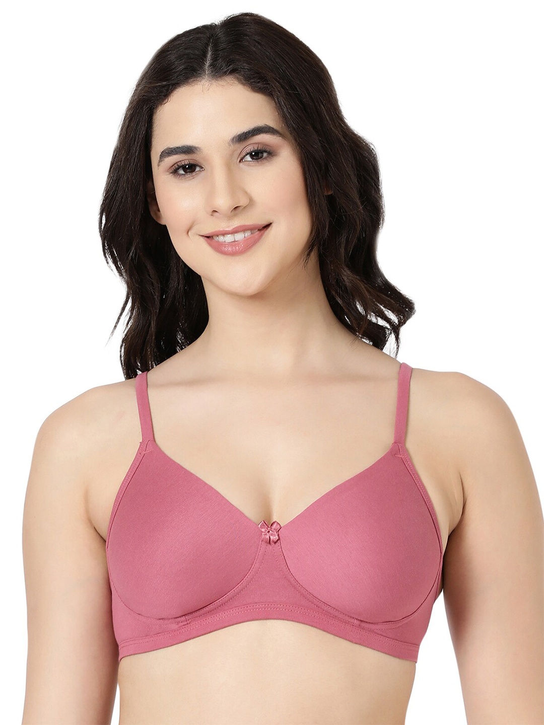 

BLOSSOM Women's Seamless T-Shirt Bra With Fabric Covered Strap, Pink