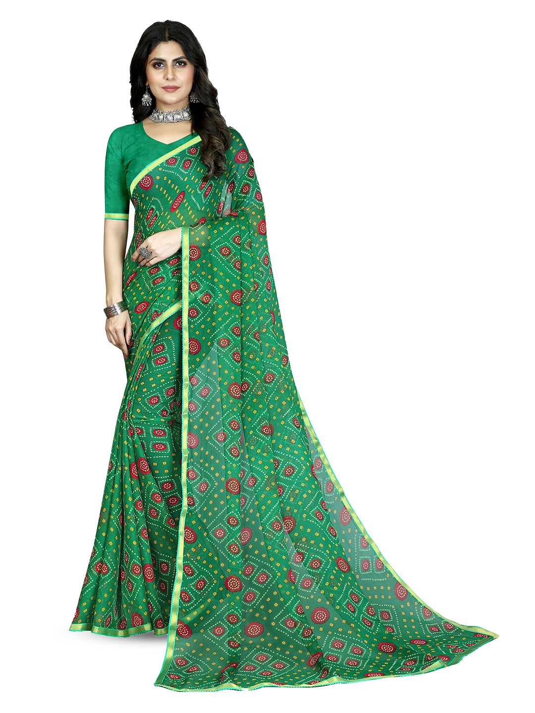 

Mitera Bandhani Zari Pure Chiffon Bandhani Saree, Yellow