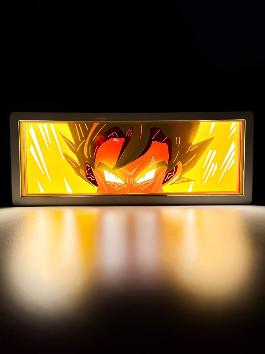 

COMICSENSE Dragon Ball Z Anime Goku Face Textured Acrylic Rectangle Table Lamp, Yellow