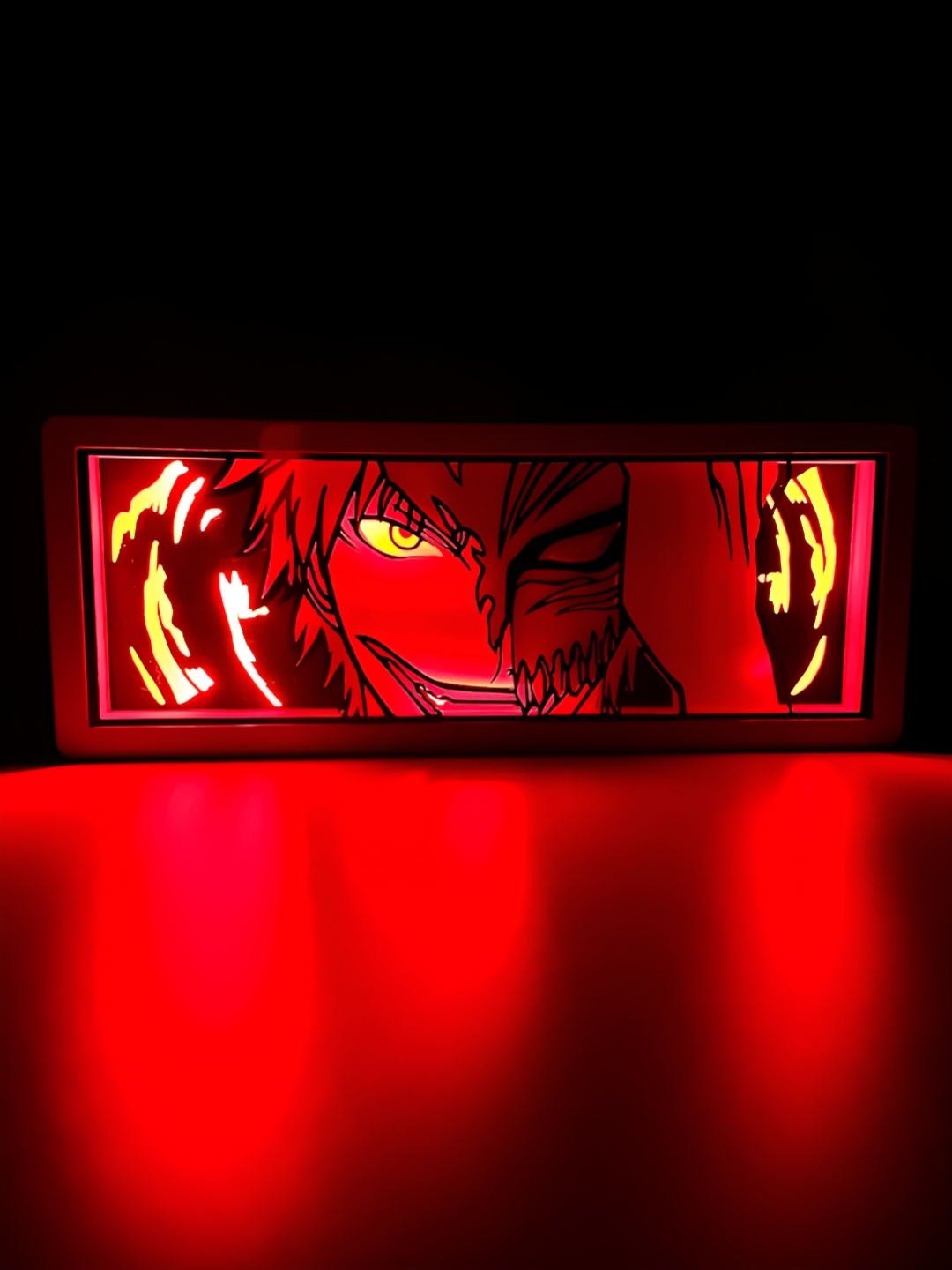 

COMICSENSE Bleach Anime Ichigo Face Textured Acrylic Rectangle Table Lamp, Red