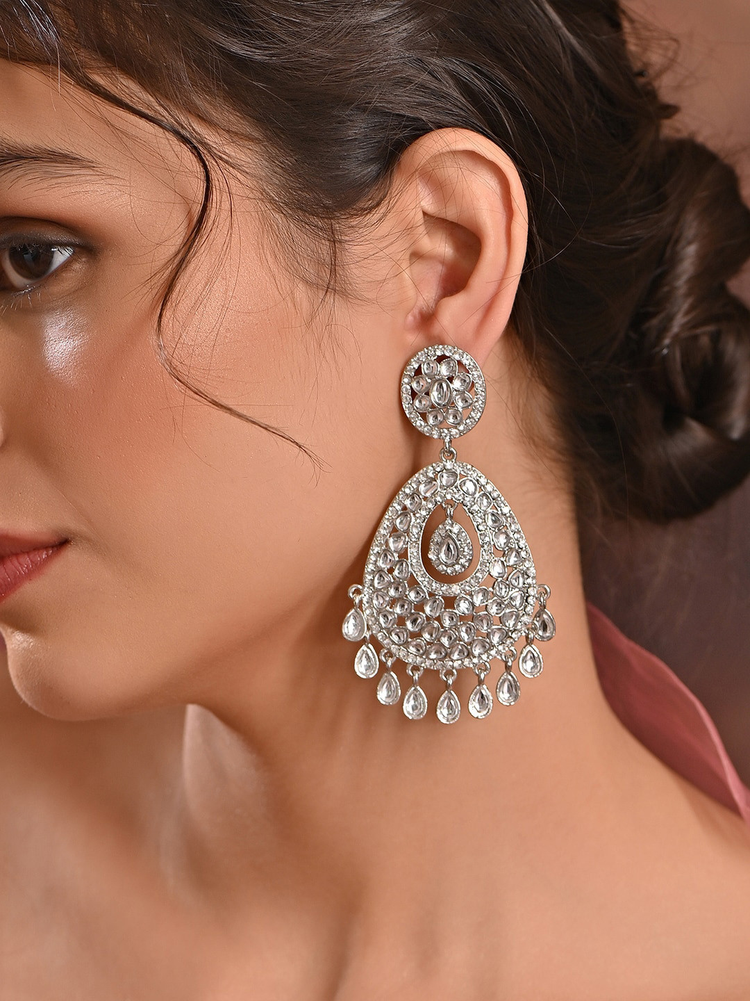 

Fida Silver Plated Artificial Stones and Beads & Pearls Beaded Classic Drop Earrings