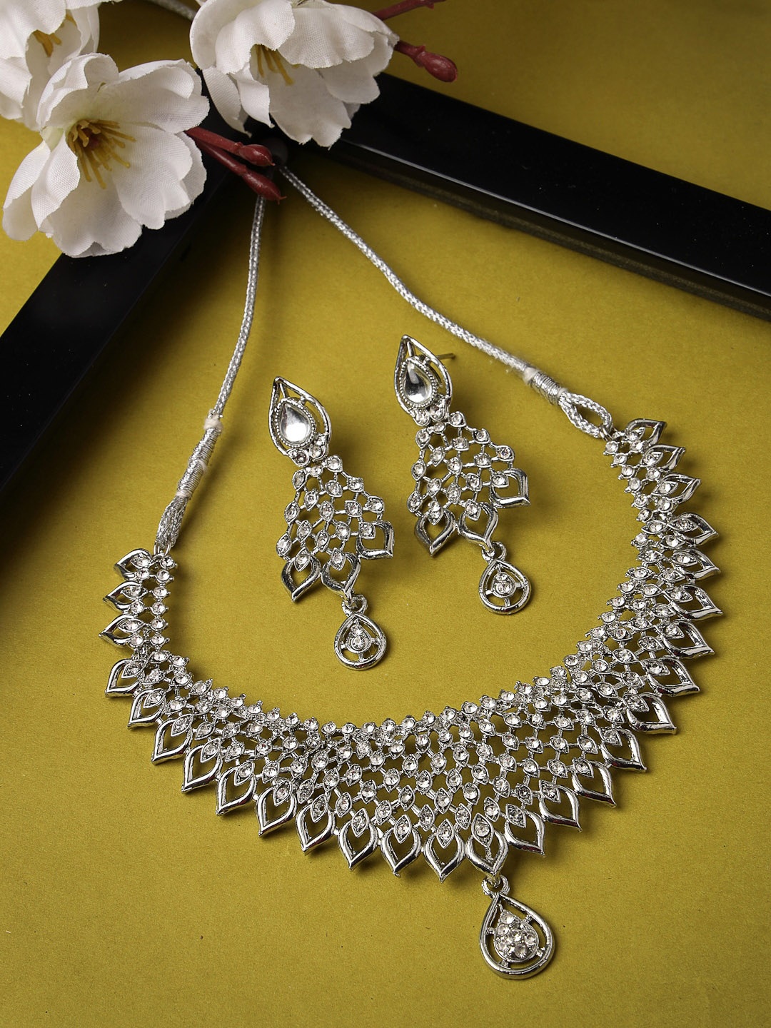 

Sukkhi Rhodium-Plated AD-Stones Studded Jewellery Set, Silver