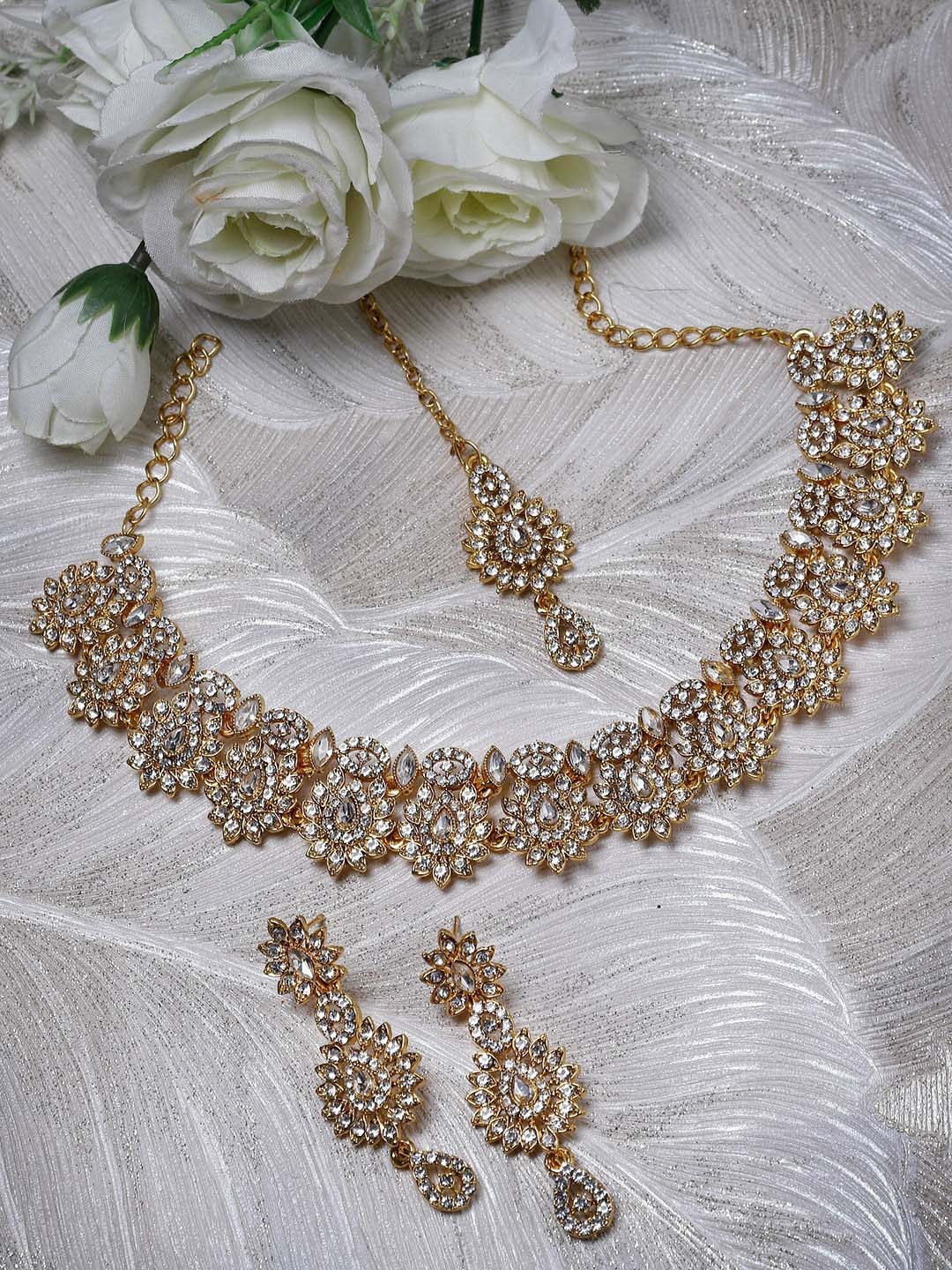 

Sukkhi Gold Plated American Diamond Studded Jewellery Set