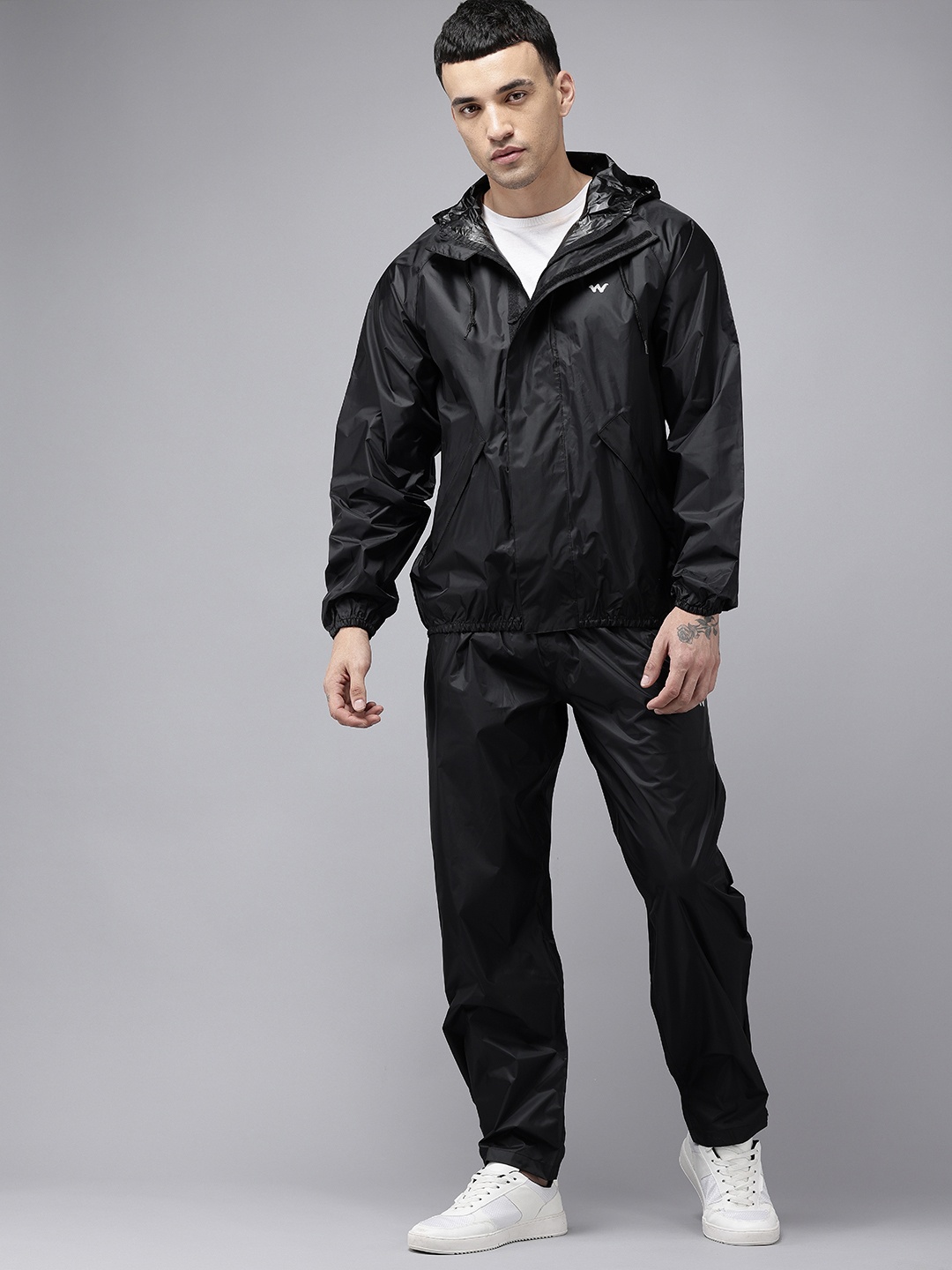 

Wildcraft Men Waterproof Hooded Rain Jacket & Trouser, Black