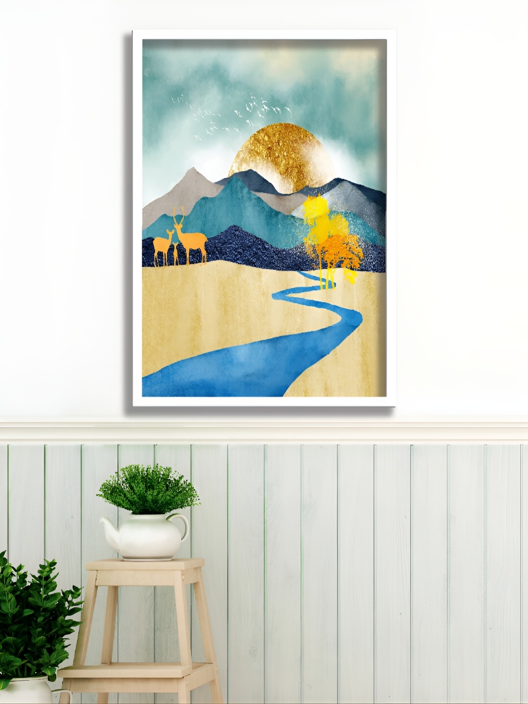 

Aura Beige & Blue Abstract Paintings Wall Art