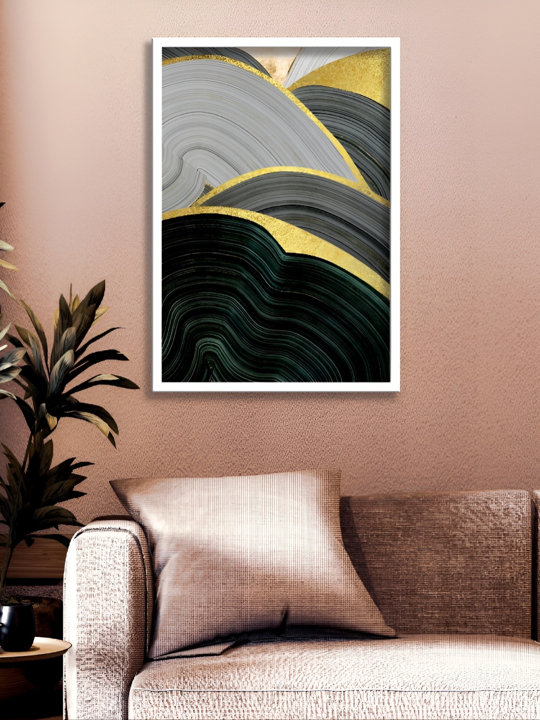 

Aura Grey & Gold-Toned Abstract Wall Painting