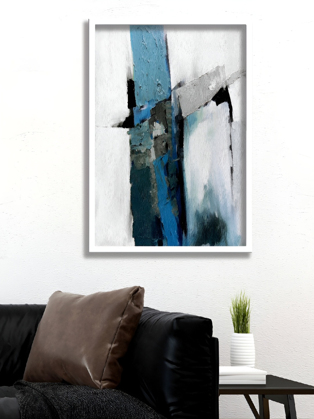 

Aura White & Teal Abstract Wall Paintings