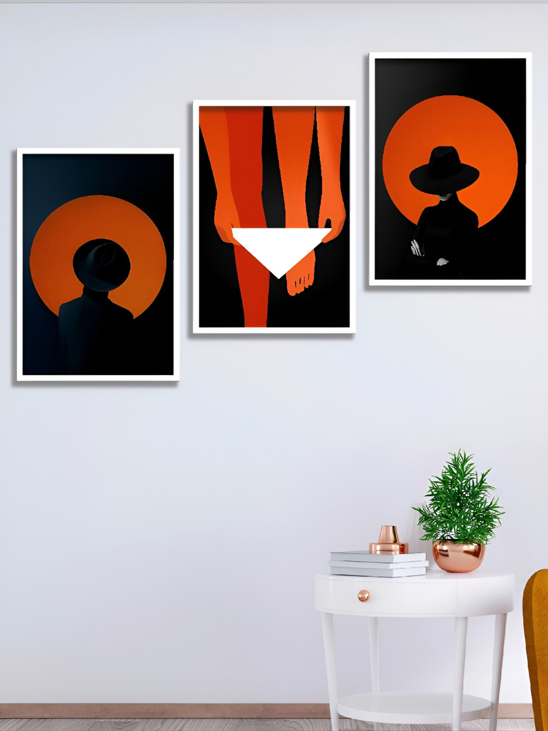 

Aura Black & Orange 3 Pieces Abstract Wall Paintings