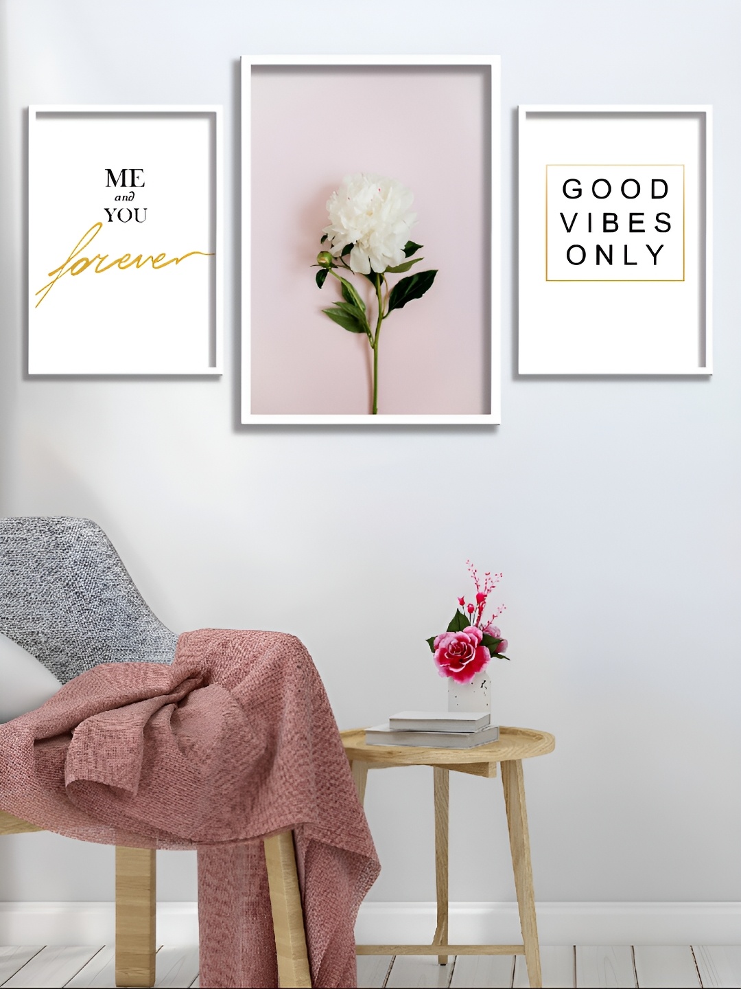 

Aura White & Purple 3 Pieces Floral and Botanical Printed Wall Paintings