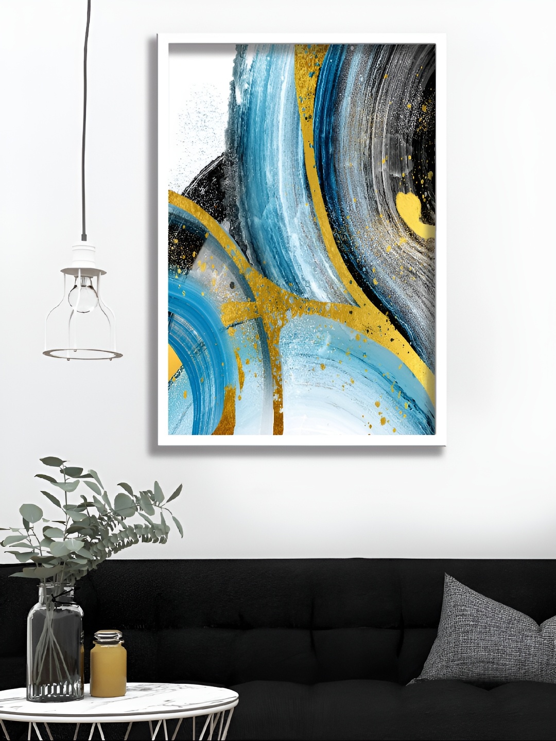 

Aura White & Blue Abstract Paintings Wall Art