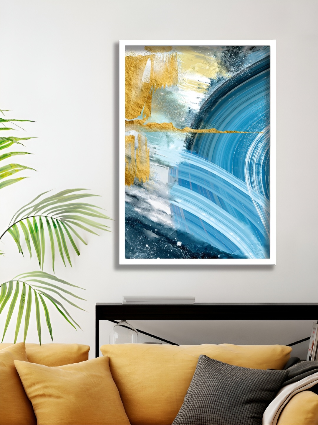 

Aura Blue & Yellow Abstract Printed Wall Painting