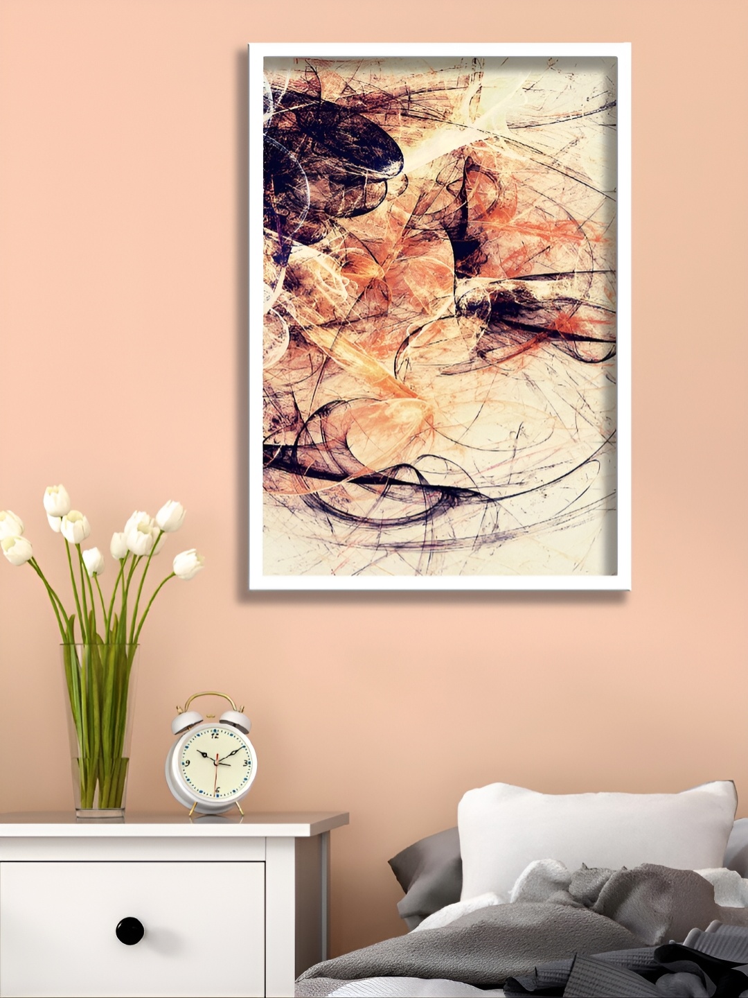 

Aura Beige & Orange Abstract Paintings Wall Art