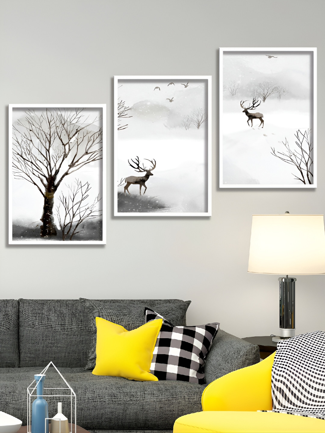 

Aura White & Black 3 Piece Synthetic Wood Other Wall Paintings