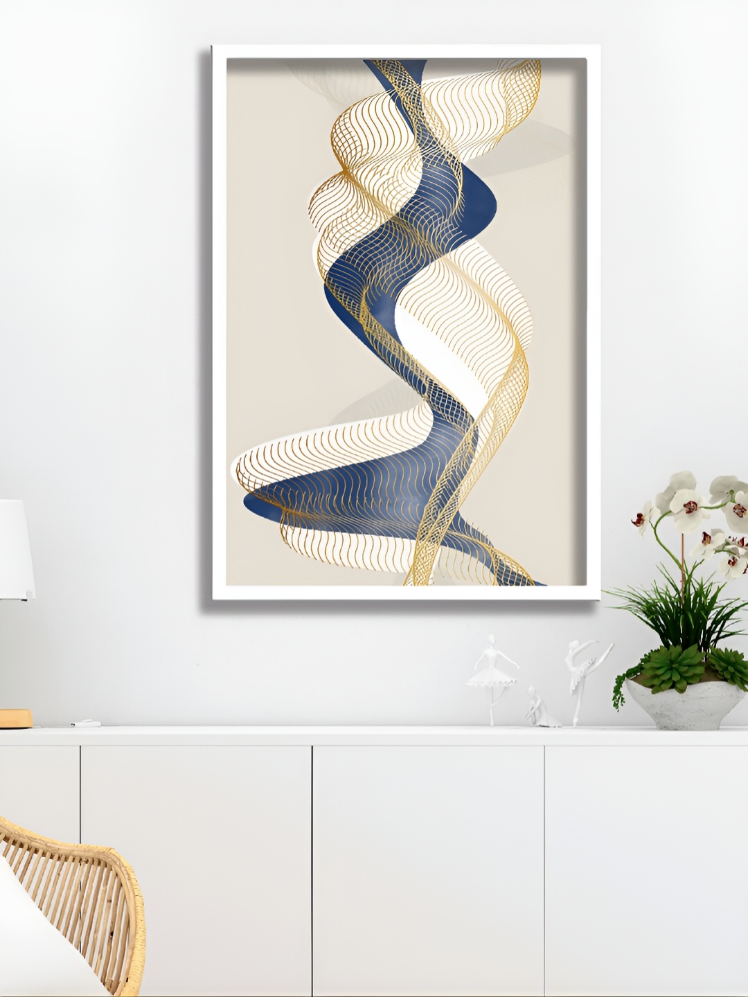 

Aura White & Blue Abstract Wall Painting