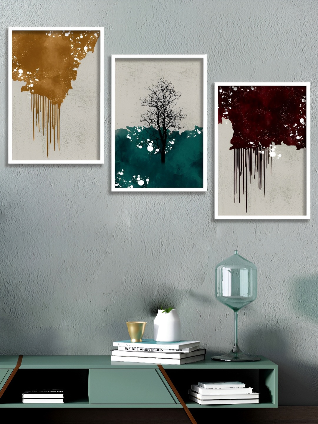 

Aura Grey & Green 3 Pieces Abstract Paintings Wall Arts