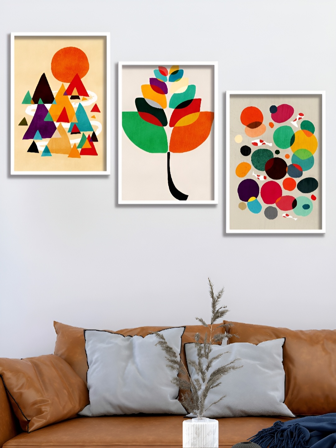 

Aura Beige & Red 3 Piece Synthetic Wood Abstract Wall Paintings