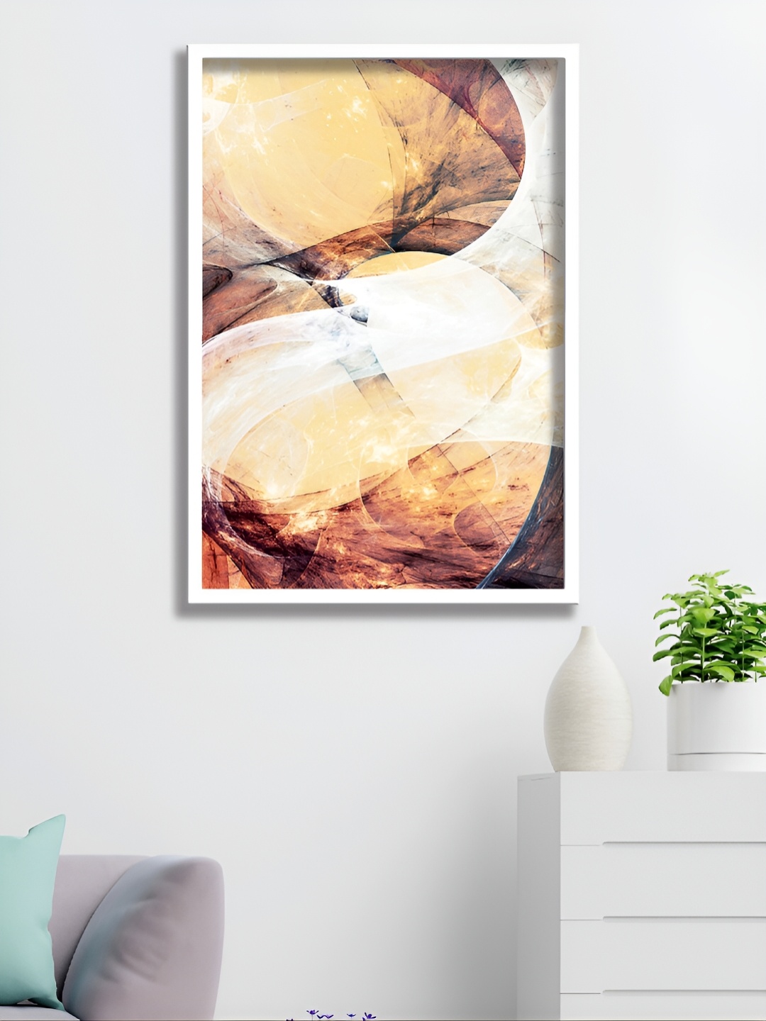 

Aura Gold-Toned & White Abstract Paintings Wall Art