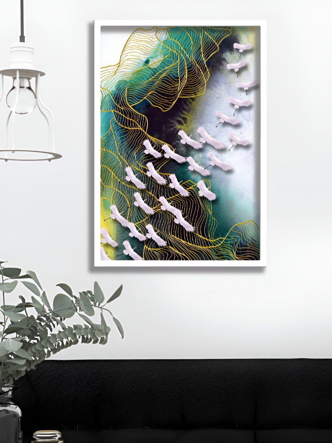 

Aura Green & White 1 Piece Synthetic Wood Abstract Wall Paintings