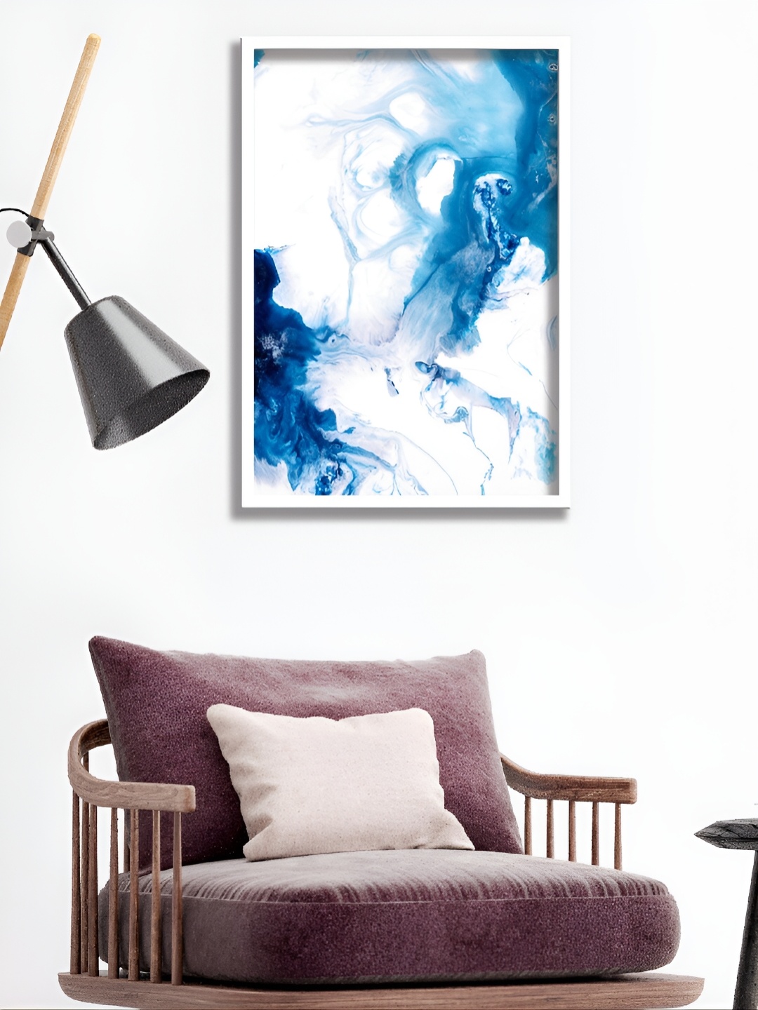 

Aura White & Blue Abstract Paintings Wall Art