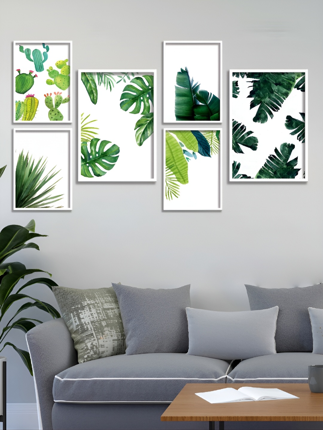 

Aura White & Green 6 Pieces Abstract Paintings Wall Arts