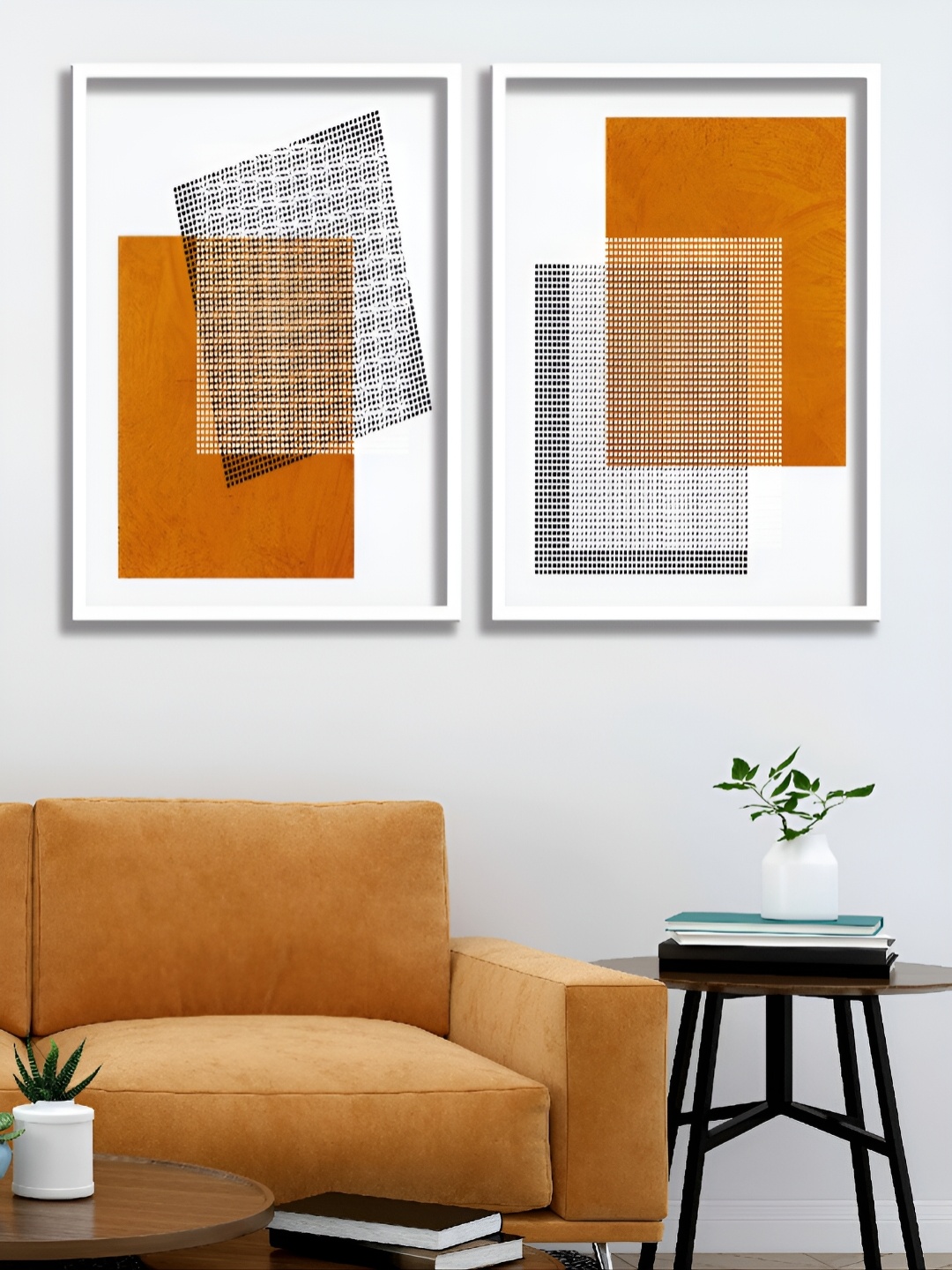 

Aura Yellow & Black 2 Pieces Abstract Paintings Wall Arts