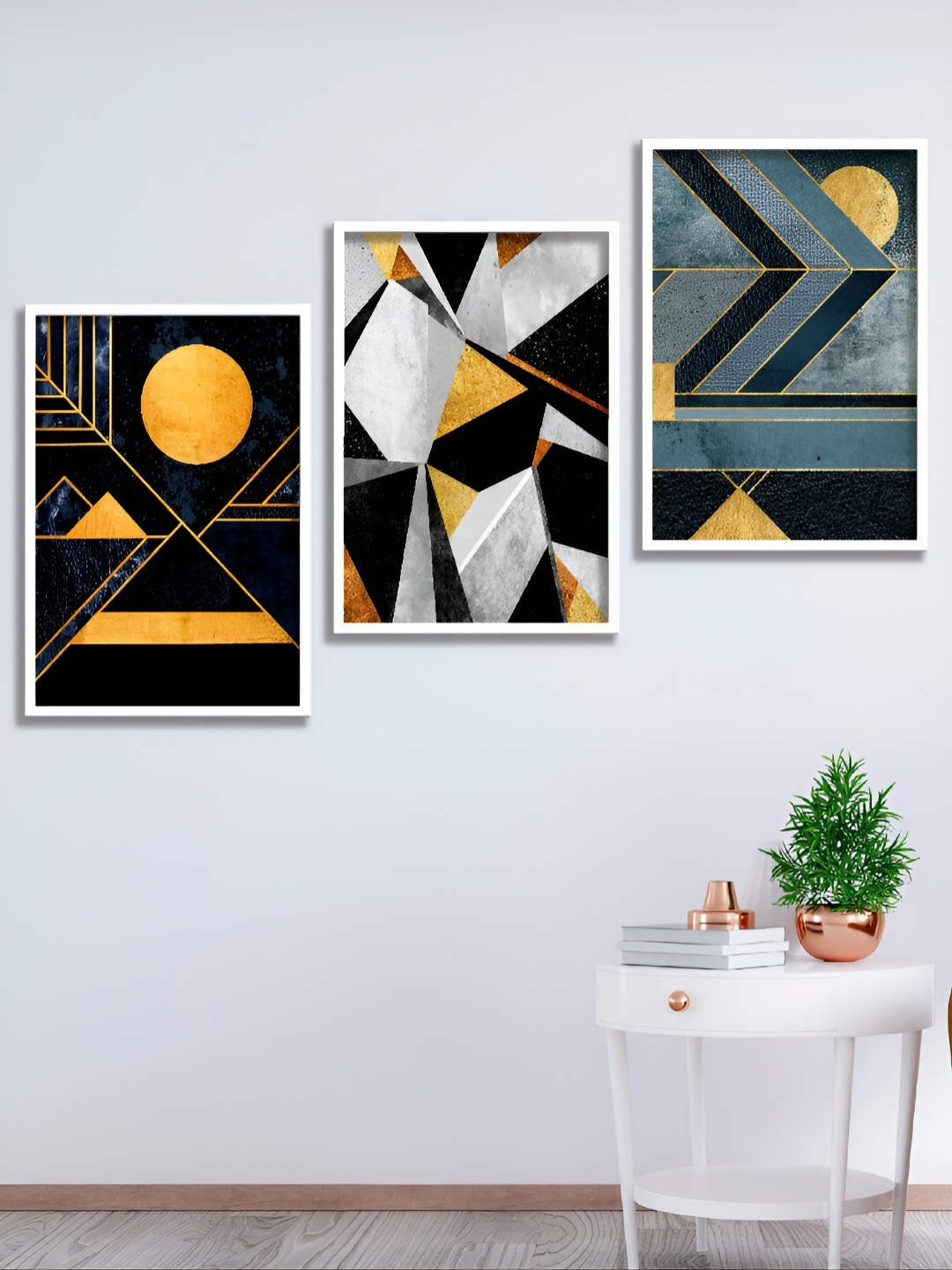 

Aura Black & Gold-Toned 3 Pieces Wall Paintings
