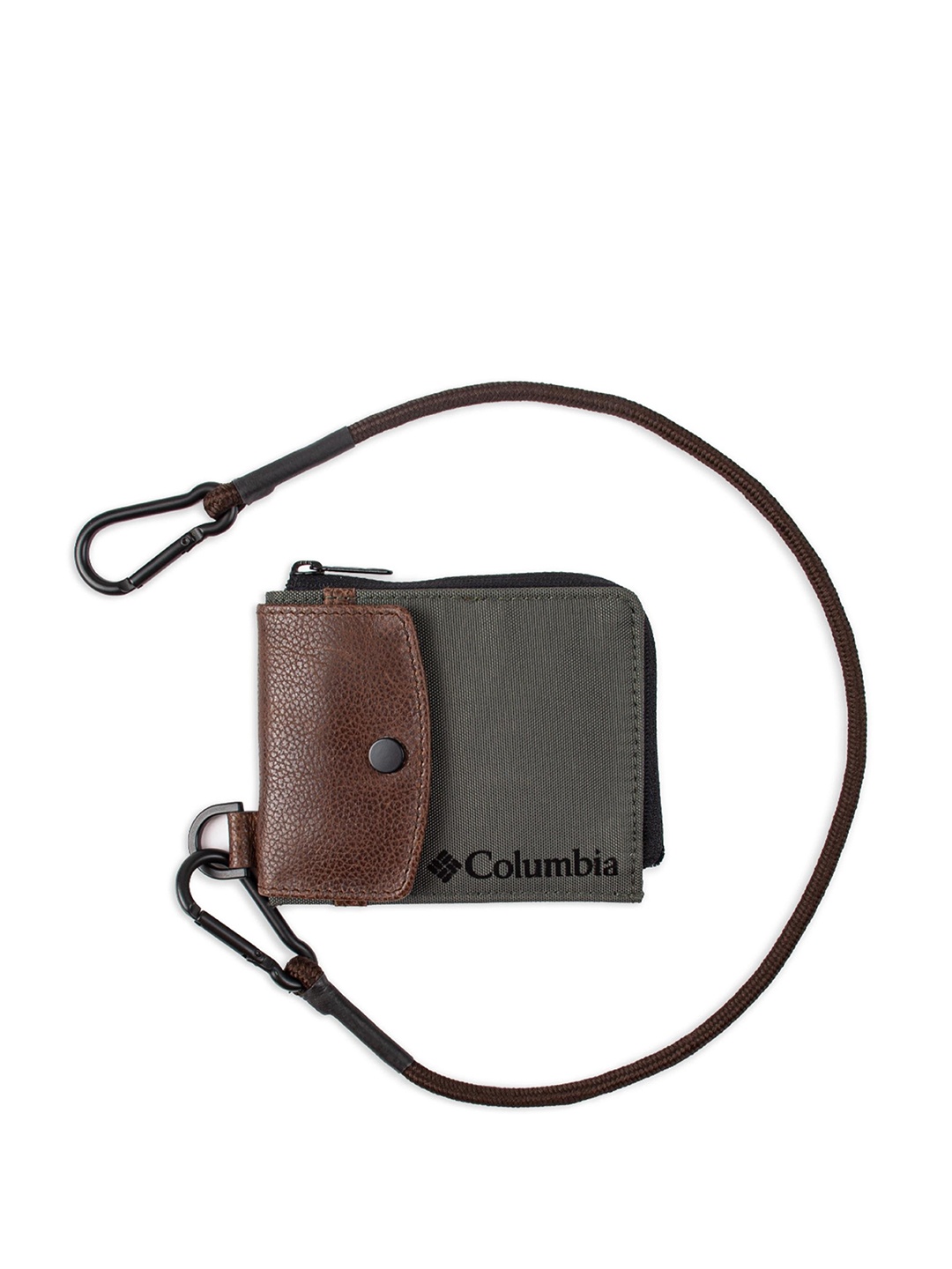 Columbia Brand Logo Printed Hamilton Half Zip W/Cord Wallet, Green
