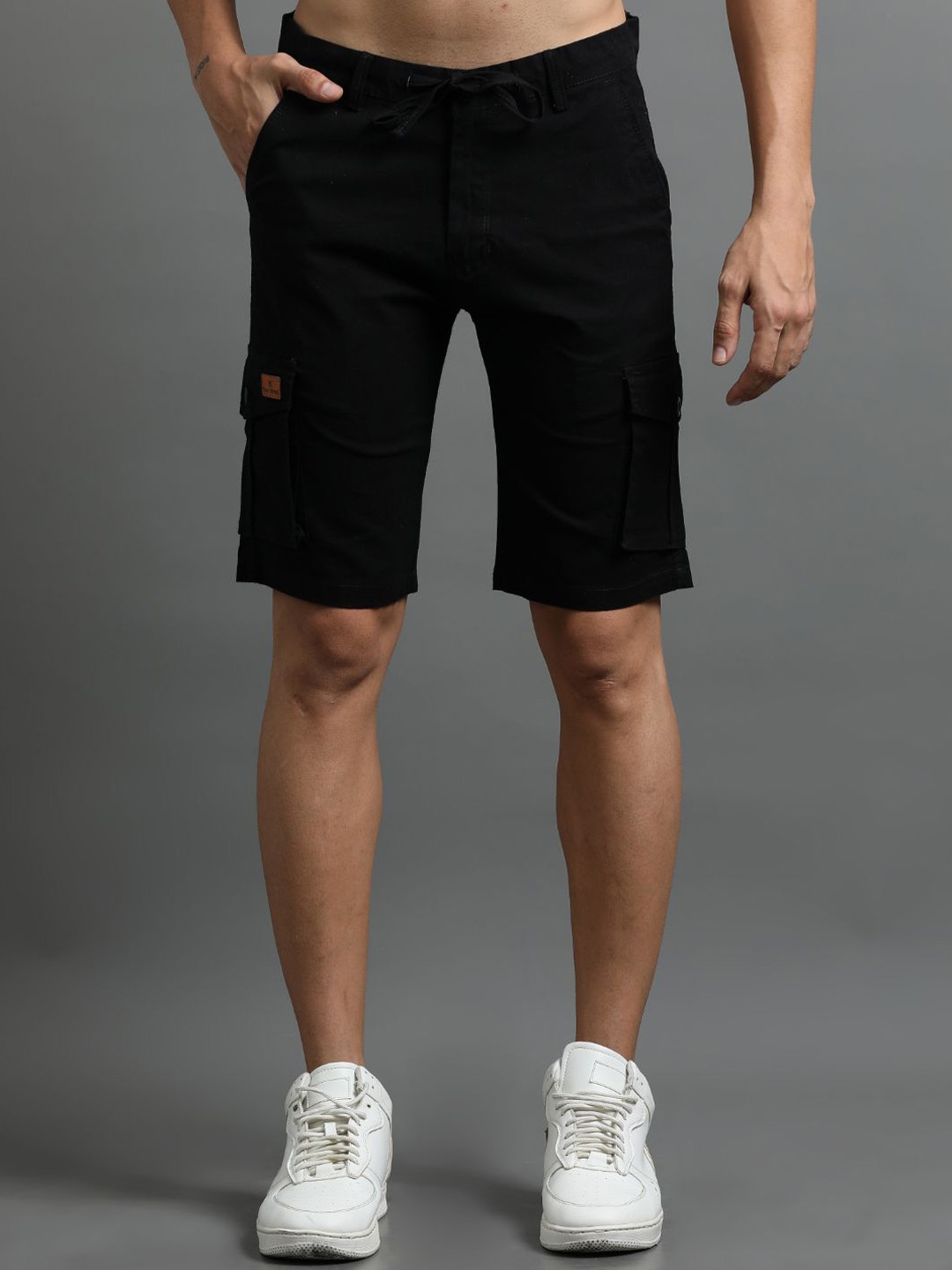 

PAUL STREET Men Slim Fit Cargo Shorts, Black