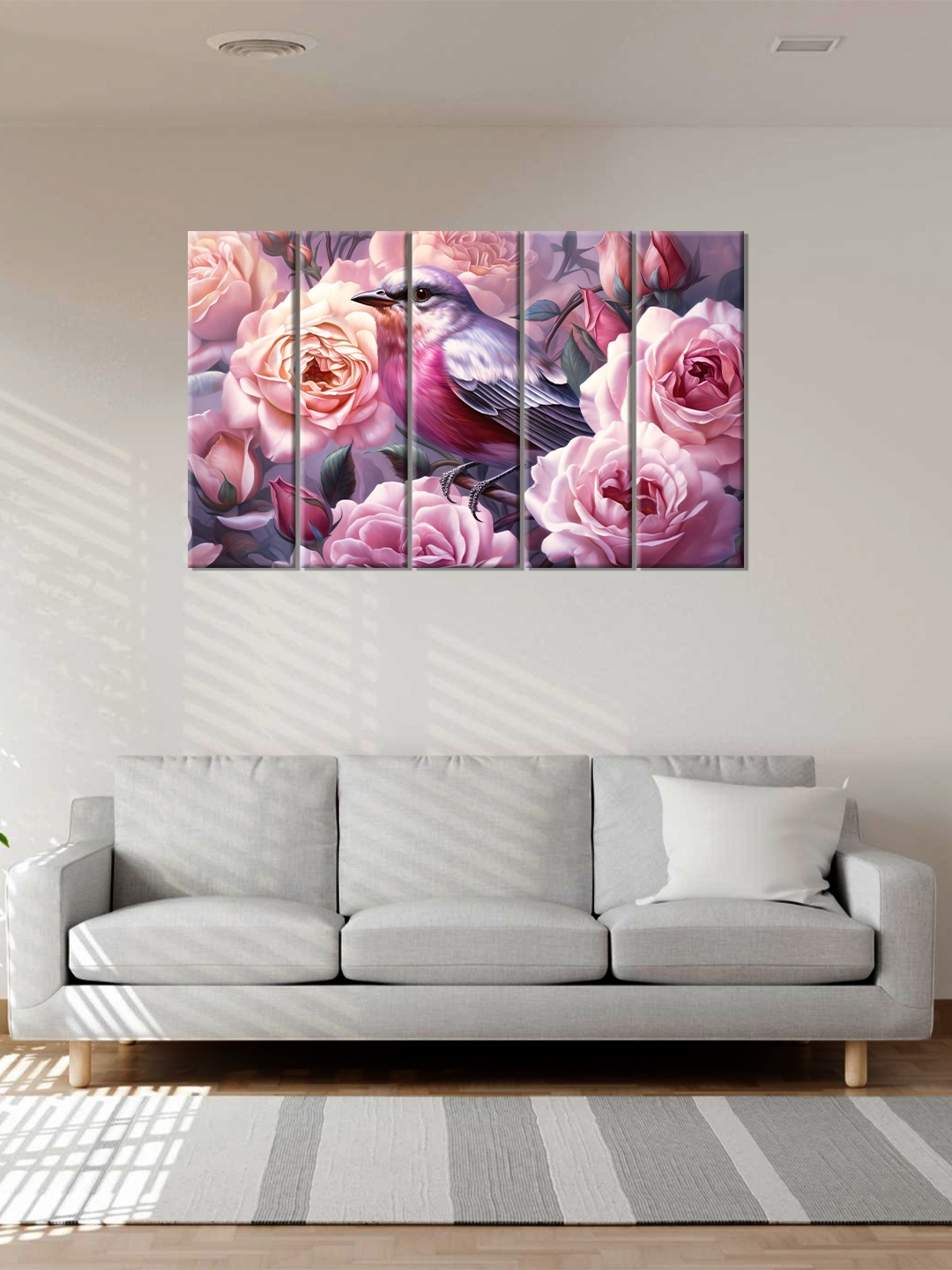 

OLIVE TREE Grey & Pink 5 Pieces Wooden Wall Art