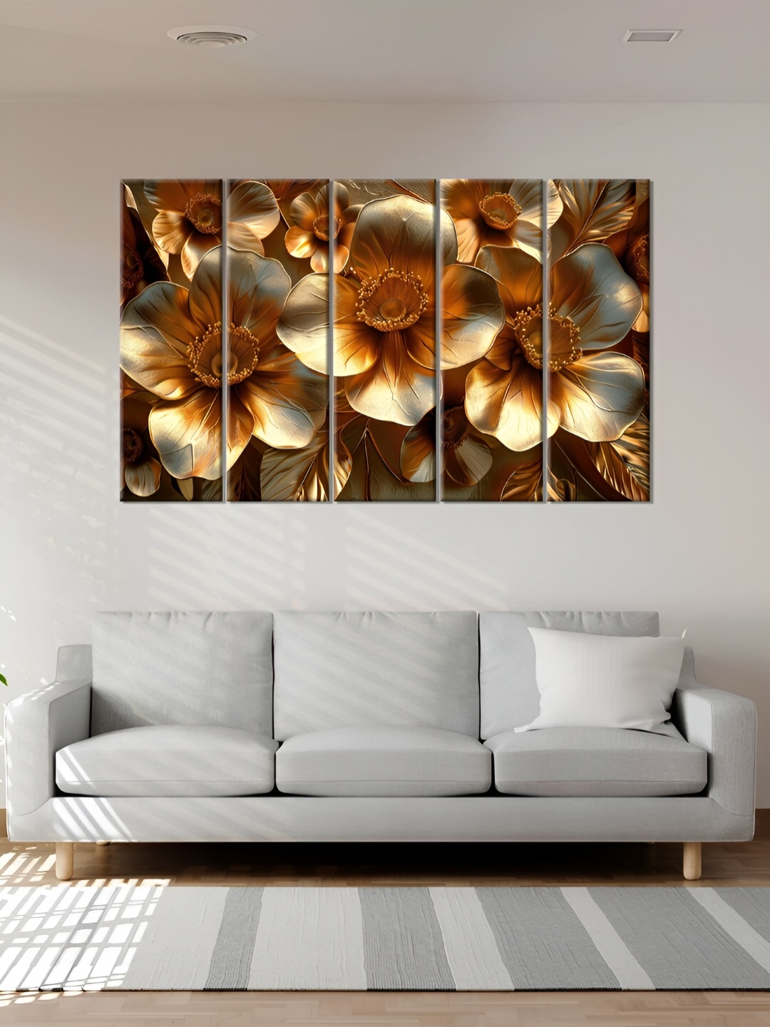 

OLIVE TREE Gold-Toned 5 Pieces Floral Wooden Wall Art