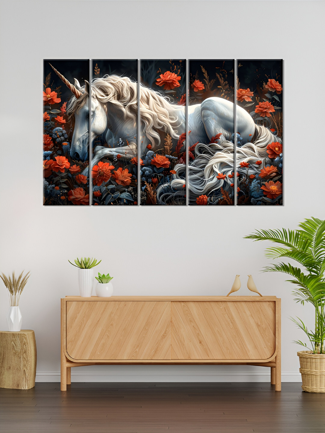 

OLIVE TREE Black & White 5 Pieces Wooden Birds and Animals Wall Art