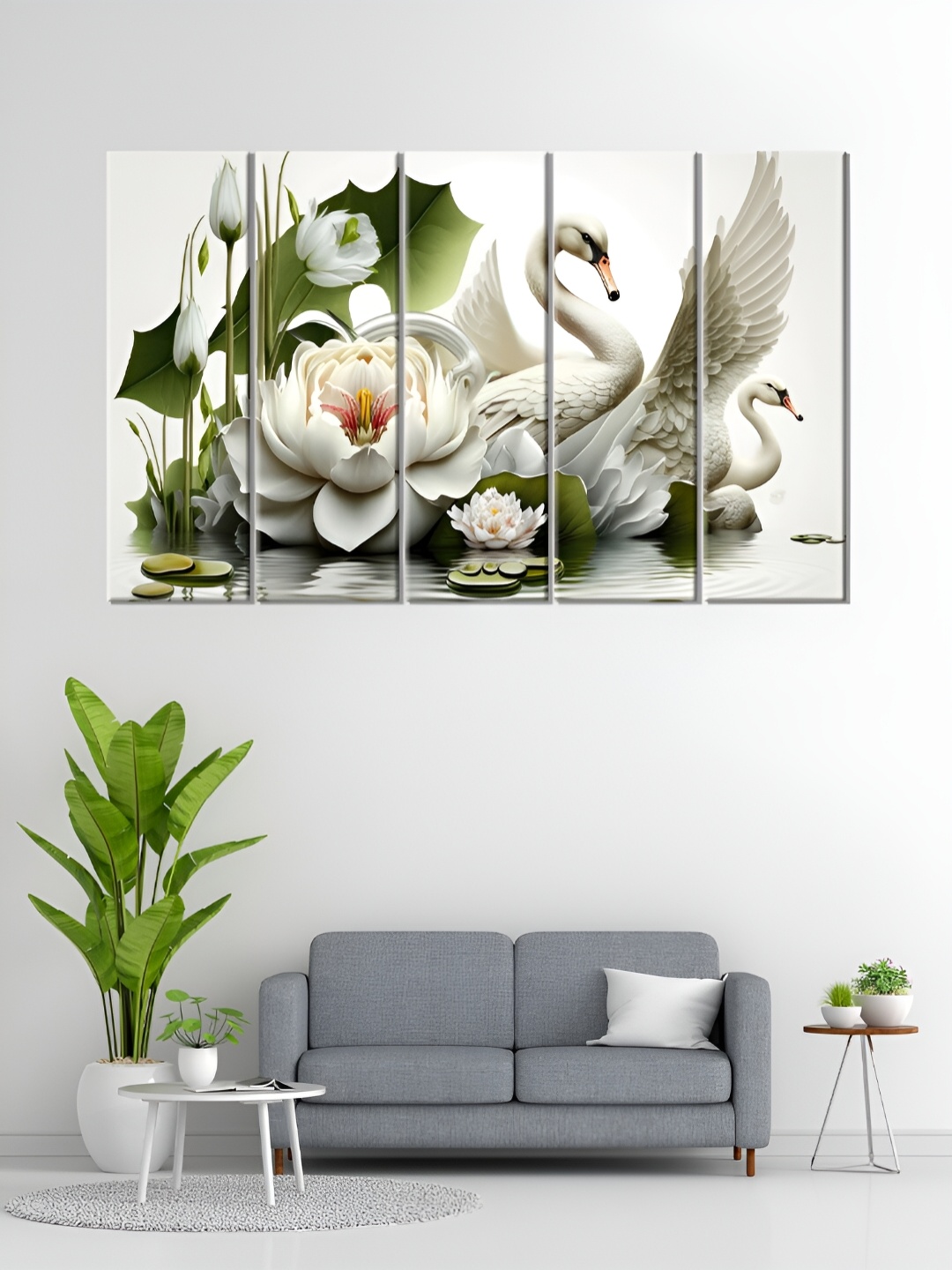 

OLIVE TREE White & Black 5 Pieces Wooden Birds and Animals Wall Art