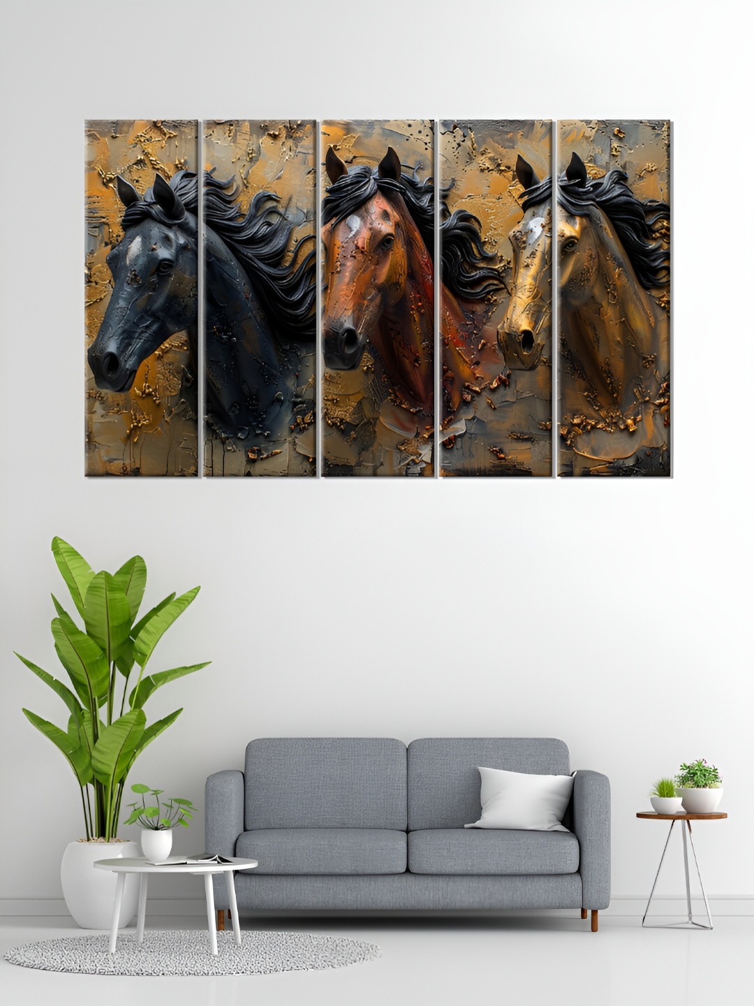 

OLIVE TREE Gold-Toned & Black 5 Pieces Birds and Animals Wall Art