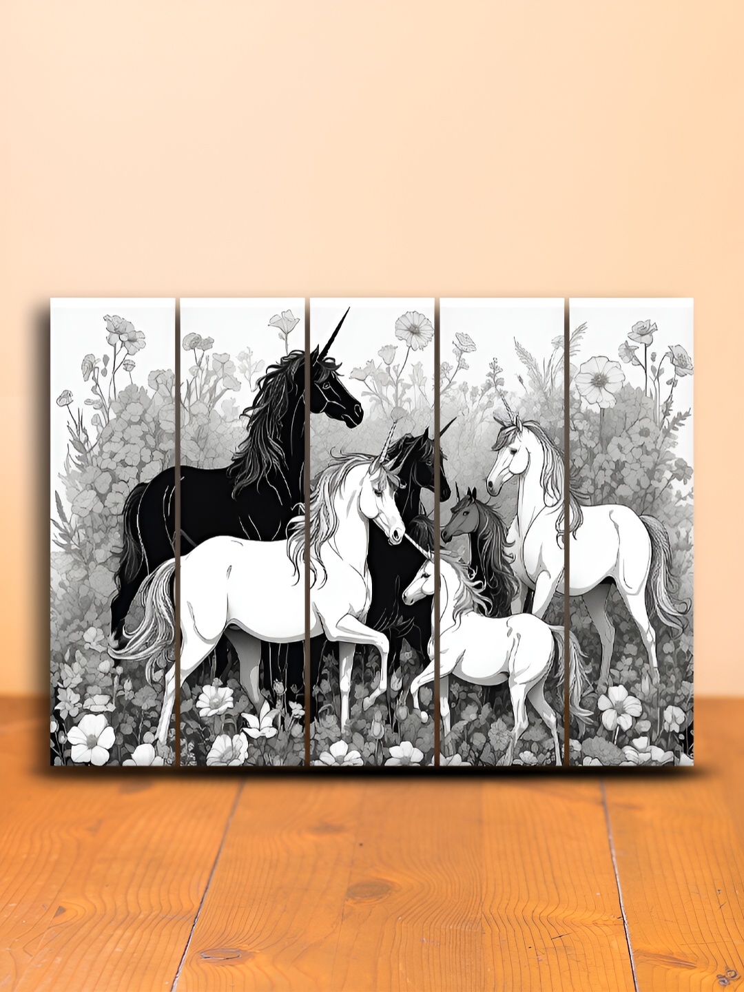

OLIVE TREE White & Black 5 Pieces Wooden Birds and Animals Wall Art