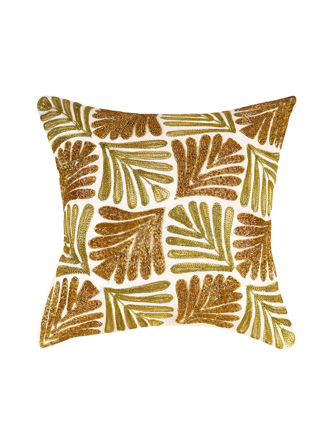 

Aditya Impex Beige & Brown Floral Embellished Silk Square Cushion Cover