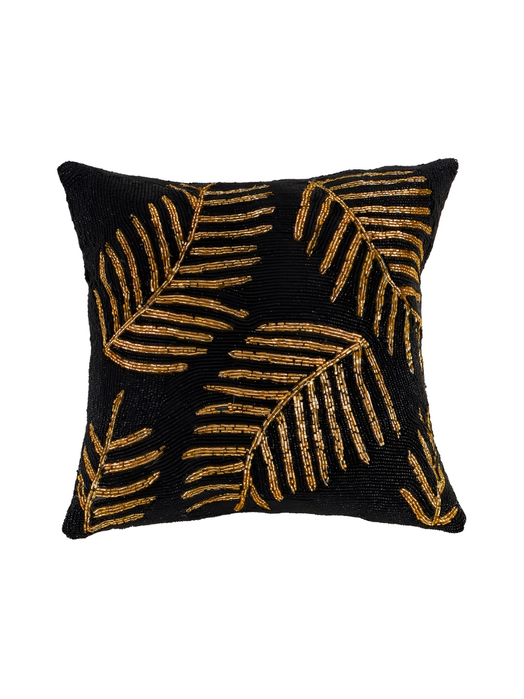 

Aditya Impex Black & Beige Floral Embellished Silk Square Cushion Cover