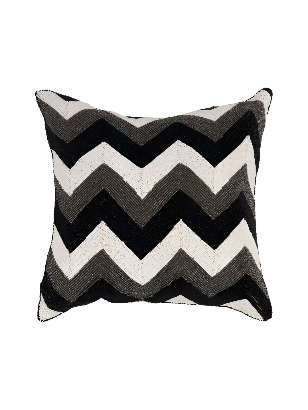 

Aditya Impex Black & White Geometric Silk Square Cushion Cover
