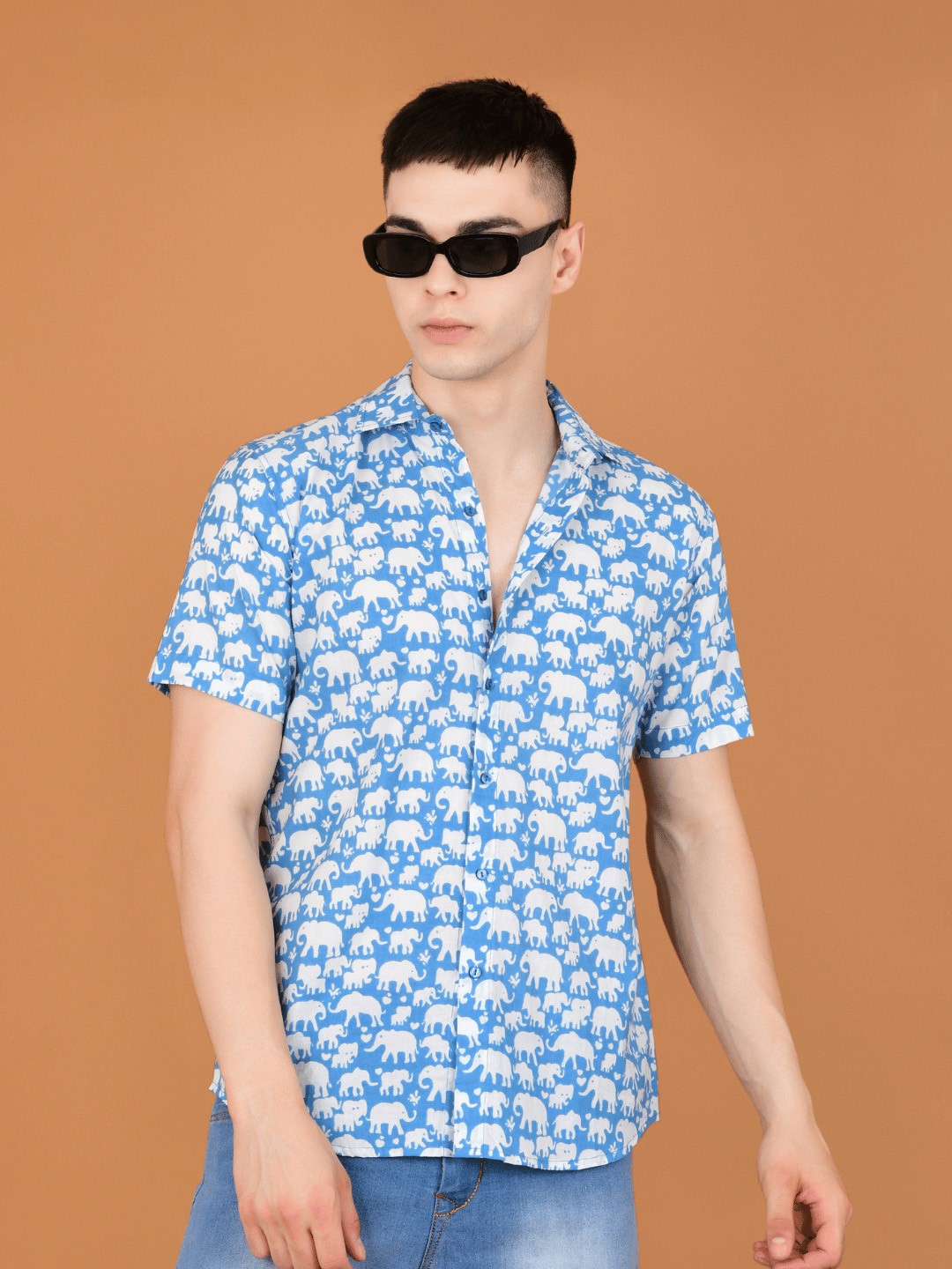 

Boholyfe Men Comfort Conversational Printed Regular Fit Casual Shirt, Blue