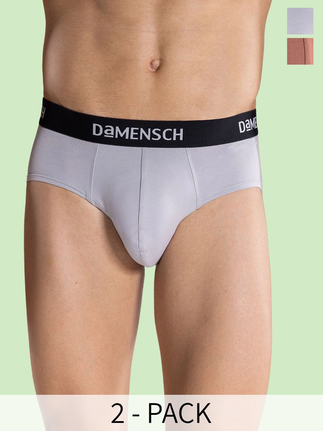 

DAMENSCH Pack Of 2 Mid-Rise Basic Briefs BR1051-MX2000, Grey