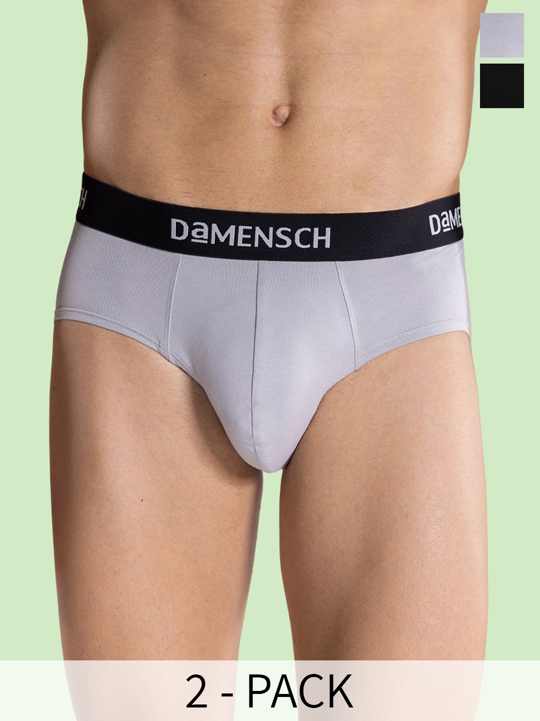 

DAMENSCH Pack of 2 Outer-Elastic Briefs BR1051-MX2001, Black