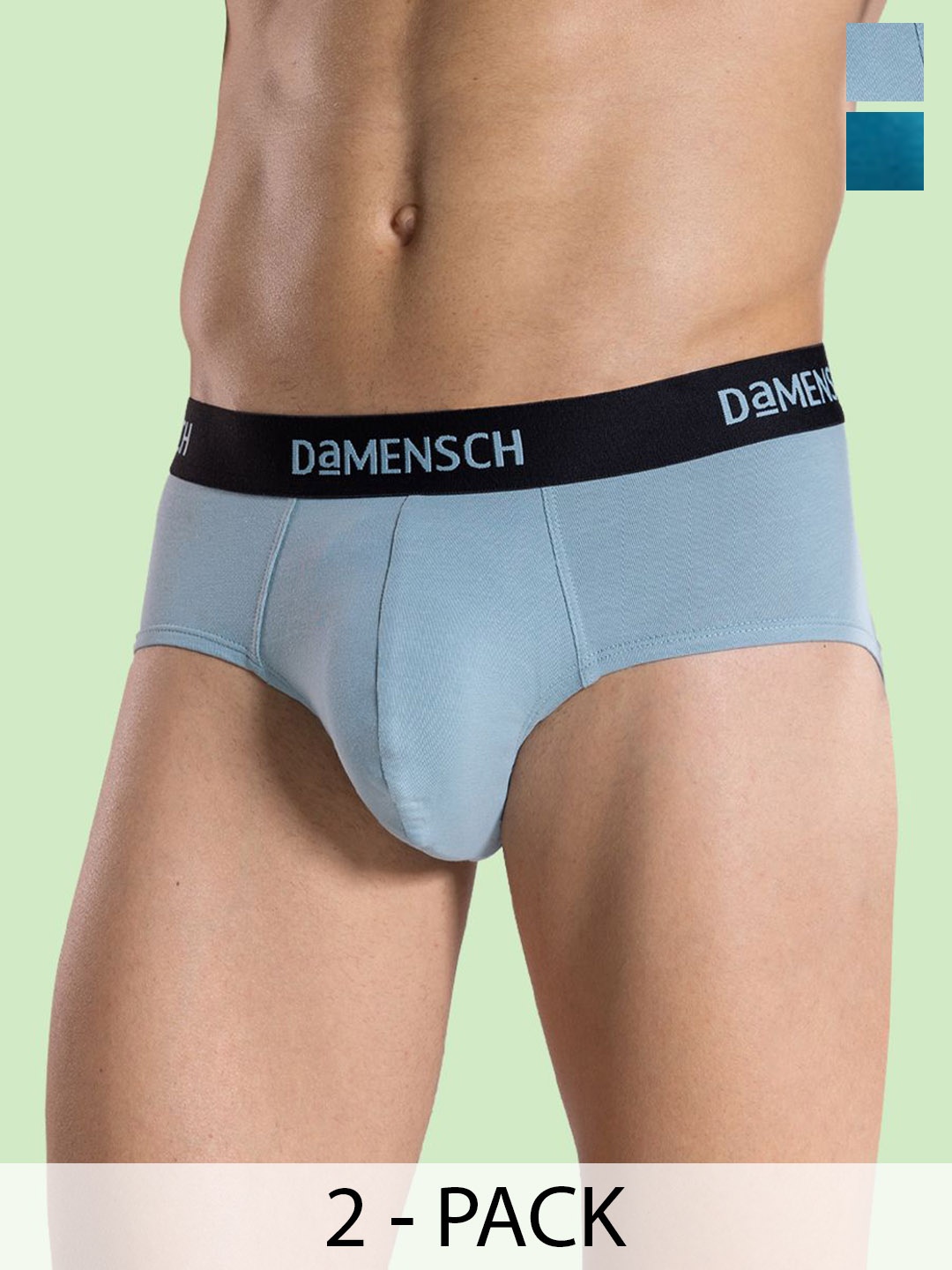 

DAMENSCH Pack of 2 Outer-Elastic Briefs BR1051-MX2002, Blue