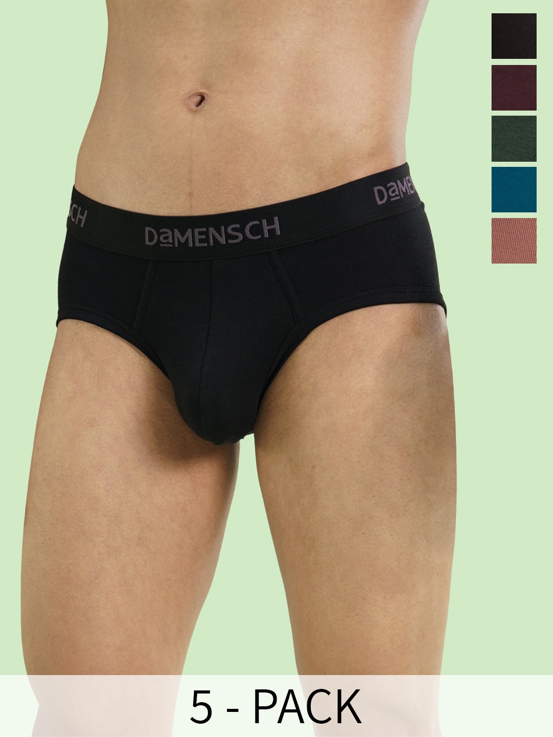 

DAMENSCH Pack Of 5 Mid-Rise Basic Briefs BR1051-MX2009, Black